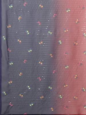 Sareemall Peach & Navy Blue Festive Wear Georgette  Sequence Work Saree With Unstitched Blouse 4
