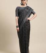 Sareemall Grey Casual  Brasso  Printed Saree With Unstitched Blouse