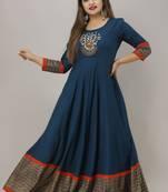 ftDiva Women  Embroidered Anarkali Kurta in Blue