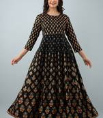 ftDiva Women Paisley Anarkali Kurta in Black