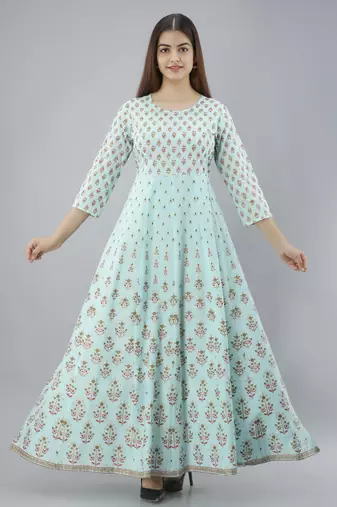 Women Paisley Anarkali Kurta in Light Green