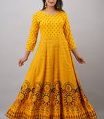 ftDiva Women Paisley Anarkali Kurta in Yellow