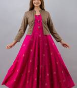 Women Floral Anarkali Jacketed Kurta in Pink