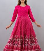 ftDiva Women Paisley Anarkali Kurta in Pink
