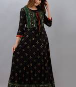 ftDiva Women Ethnic Motifs Anarkali Jacketed Kurta in Black