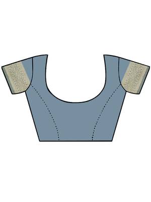 Grey Woven Silk Blend Saree With Blouse 4