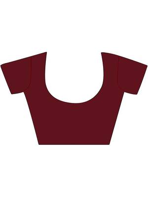 Maroon Woven Silk Blend Saree With Blouse 4