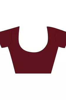 Maroon Woven Silk Blend Saree With Blouse