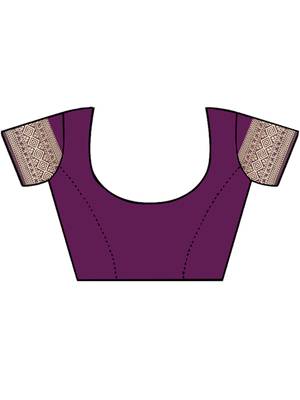 Purple Woven Silk Blend Saree With Blouse 4