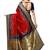 Red woven silk blend saree with blouse