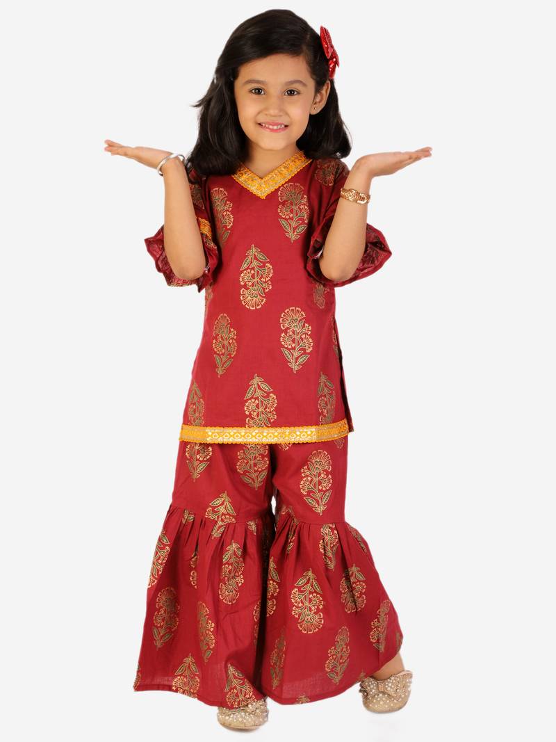 KID1 Zohra block print sharara set