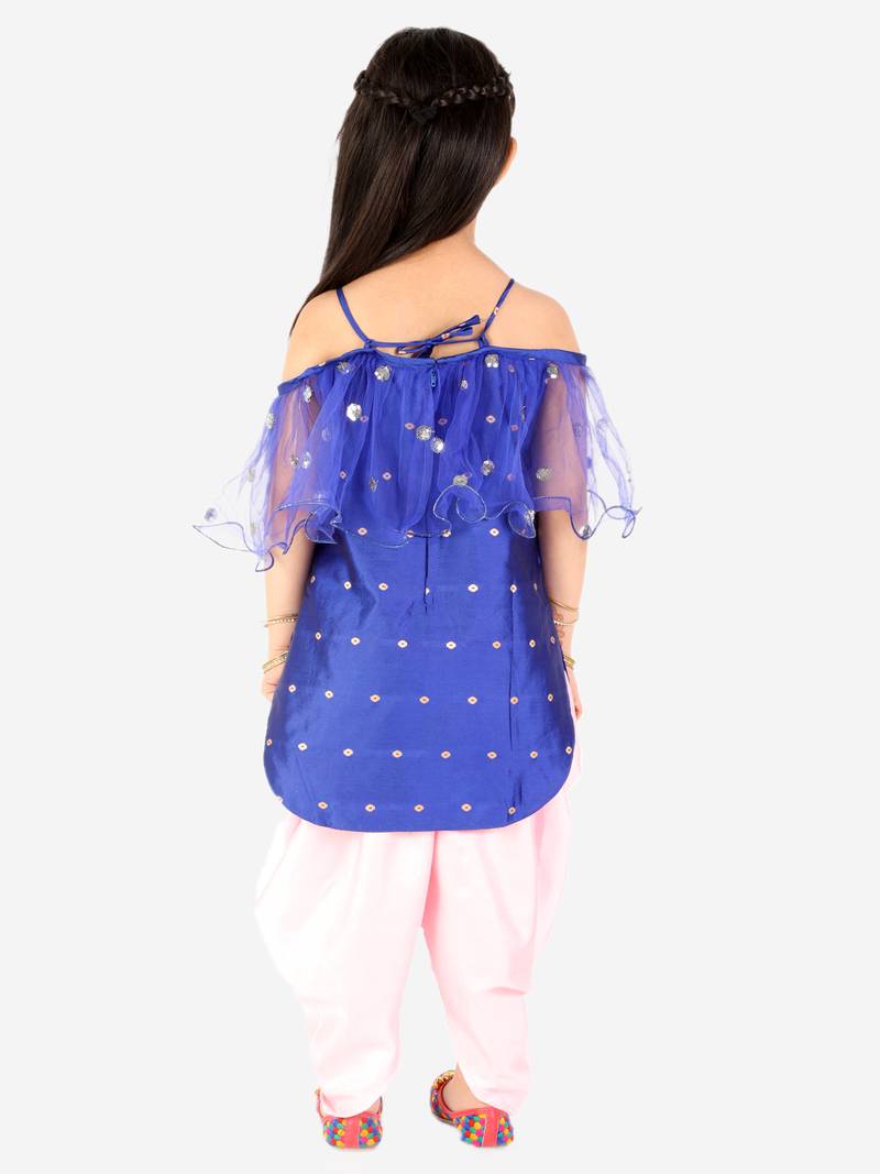 KID1 Frilly Fusion kurti dhoti with mang tikka