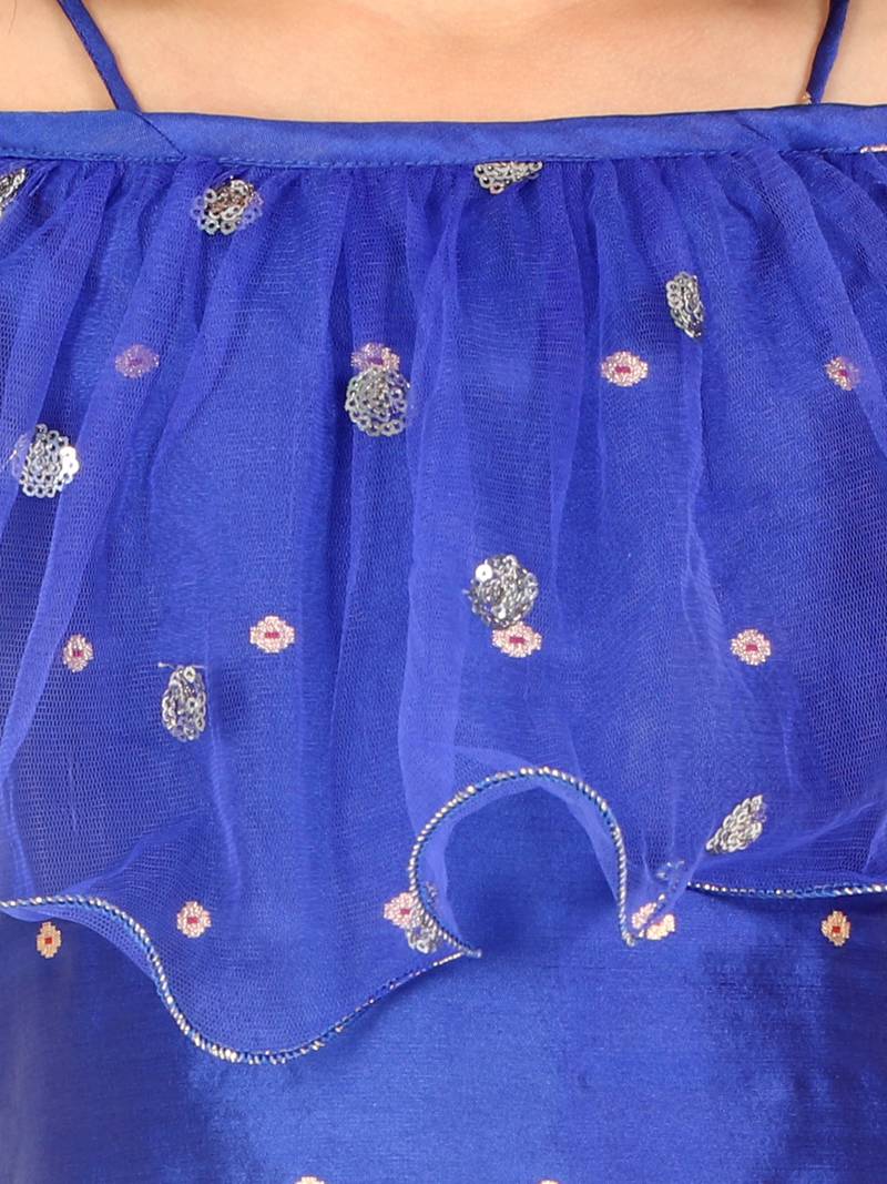 KID1 Frilly Fusion kurti dhoti with mang tikka