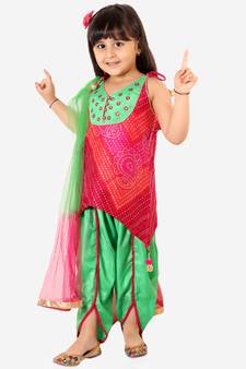 KID1 Manrangi Girls mirror work kurti dhoti