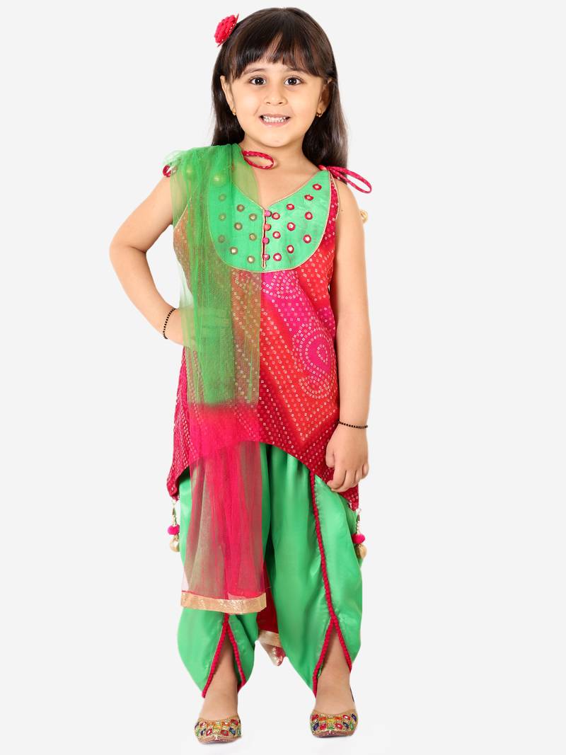 KID1 Manrangi Girls mirror work kurti dhoti