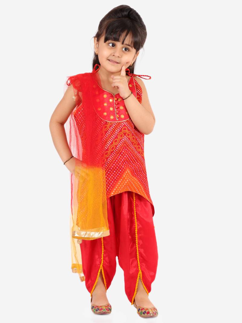 KID1 Manrangi Girls mirror work kurti dhoti