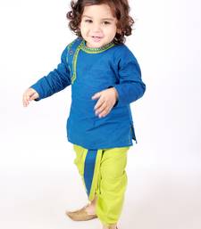 KID1 Embroidered Round Neck Kurta Dhoti