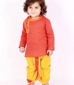 KID1 Embroidered Round Neck Kurta Dhoti