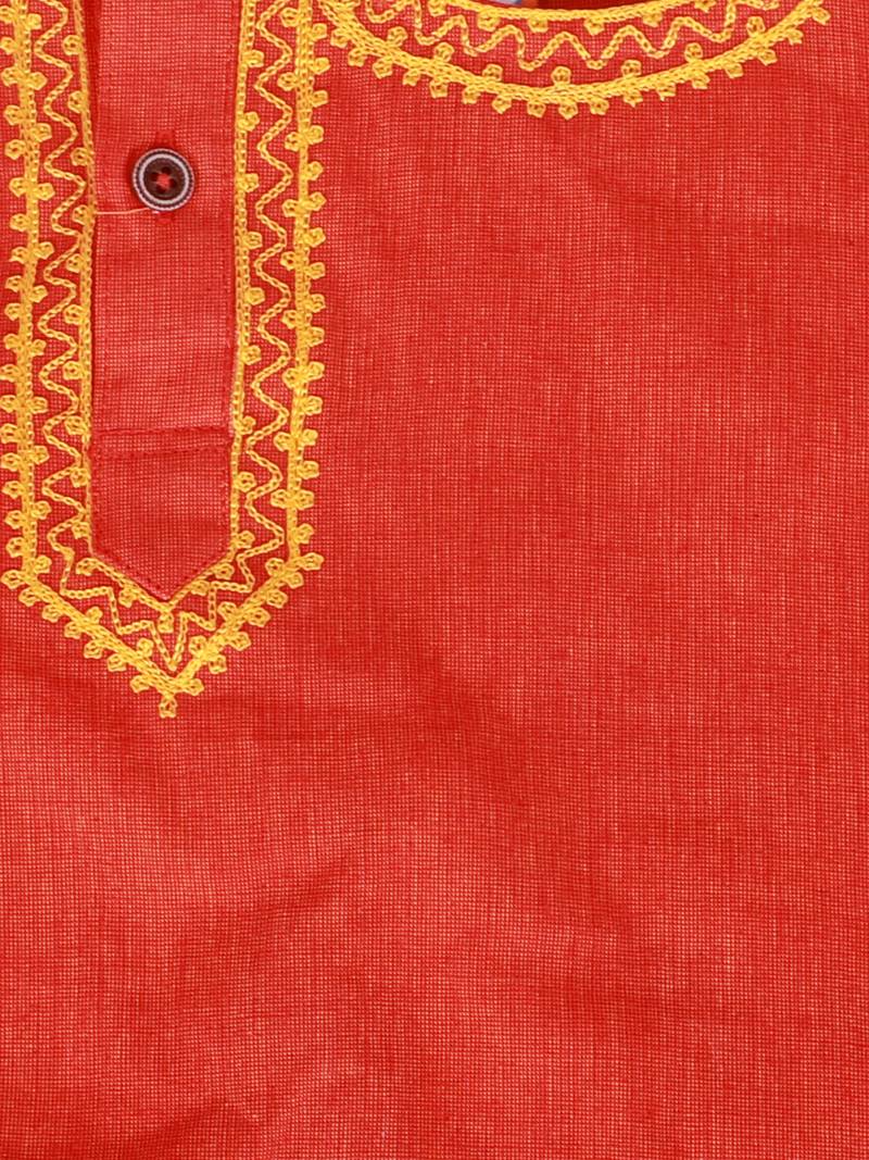 KID1 Embroidered Round Neck Kurta Dhoti