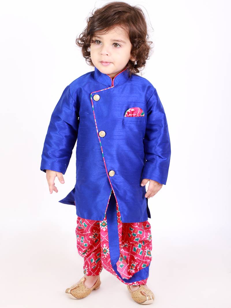 Festive Sherwani With Pattola Print Dhoti