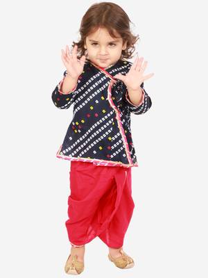KID1 Bandhani print anghrakha kurta dhoti 1