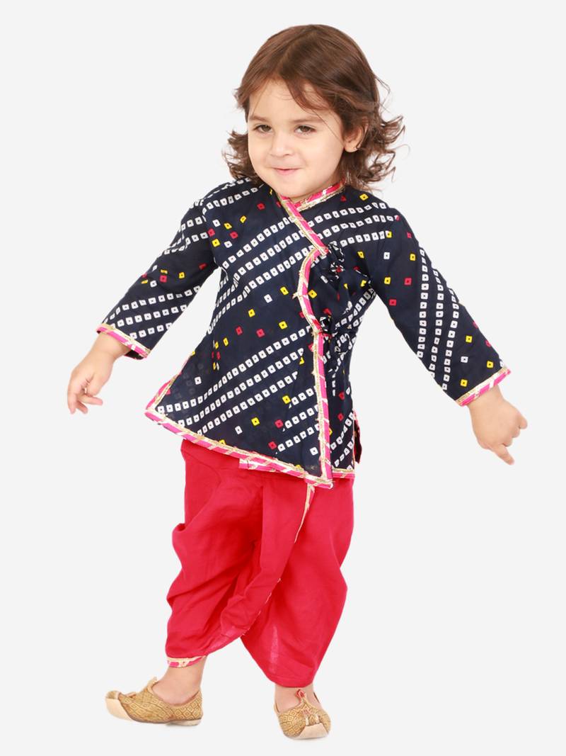 KID1 Bandhani print anghrakha kurta dhoti