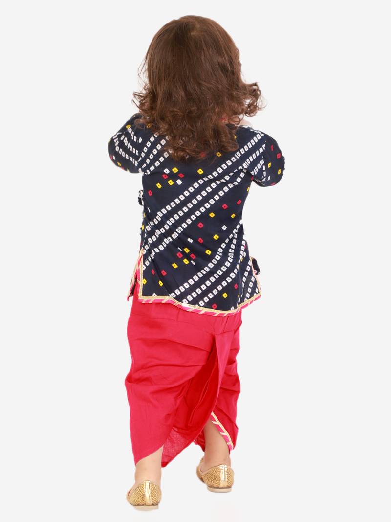 KID1 Bandhani print anghrakha kurta dhoti