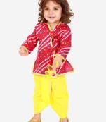 KID1 Bandhani print anghrakha kurta dhoti