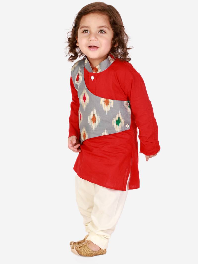 KID1 Ikat print front panel kurta pyjama