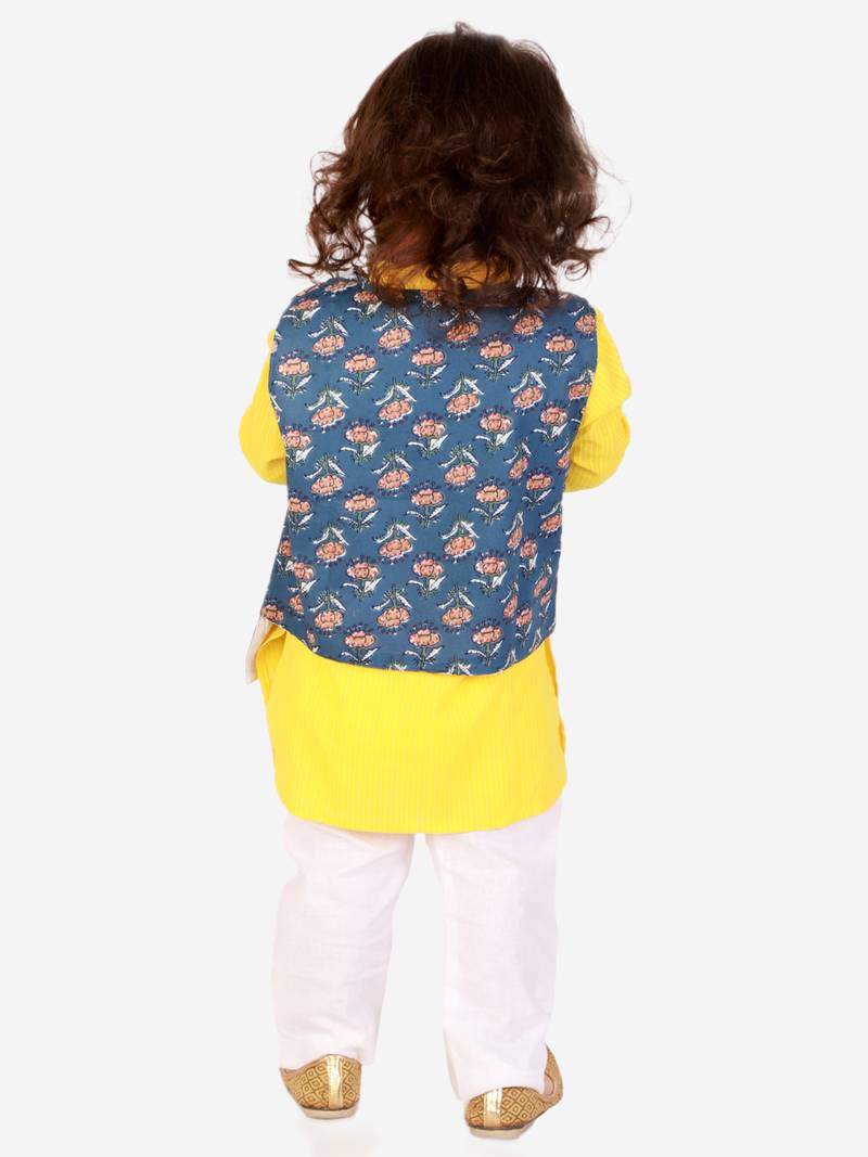 KID1 Floral Jacket Kantha Kurta Pyjama set