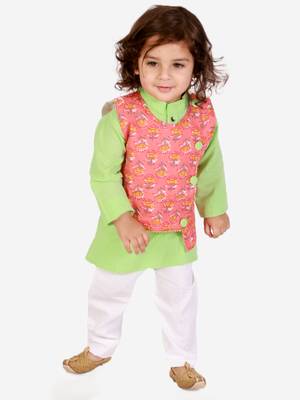 KID1 Floral Jacket Kantha Kurta Pyjama set 1