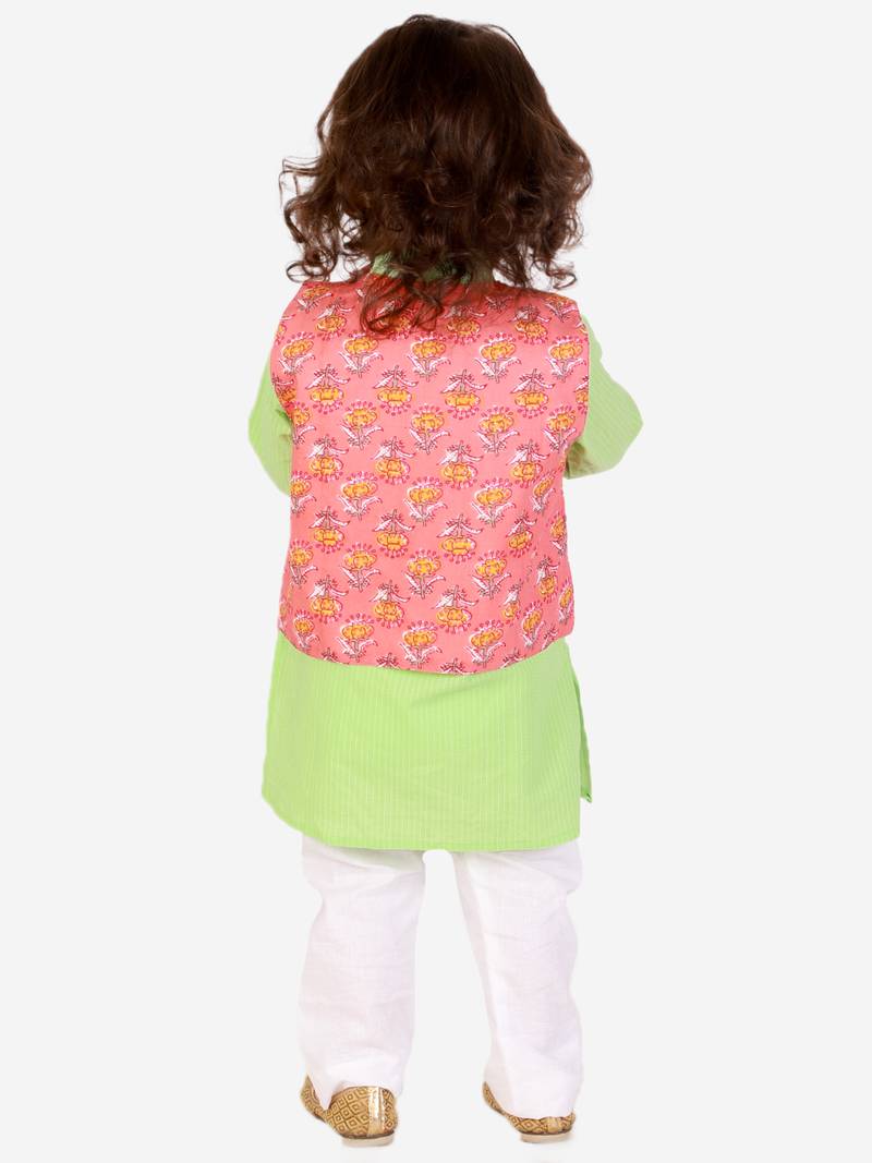 KID1 Floral Jacket Kantha Kurta Pyjama set