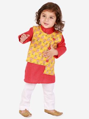 KID1 Floral Jacket Kantha Kurta Pyjama set 1