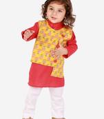 KID1 Floral Jacket Kantha Kurta Pyjama set