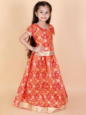 KID1 Gold Floral Printed Pavda Pattu 2