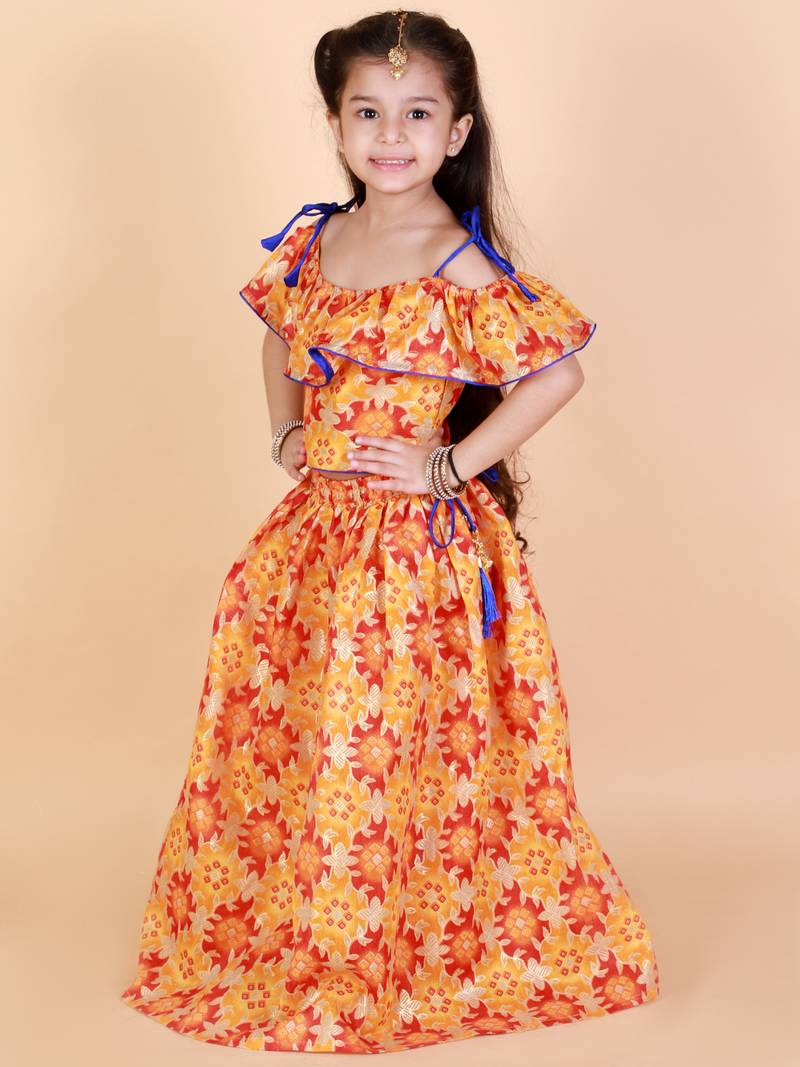 KID1 Floral Frilly Pavda Pattu