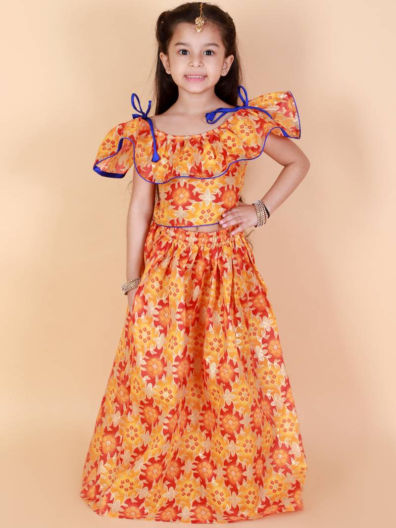 KID1 Floral Frilly Pavda Pattu