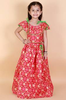 KID1 Floral Frilly Pavda Pattu