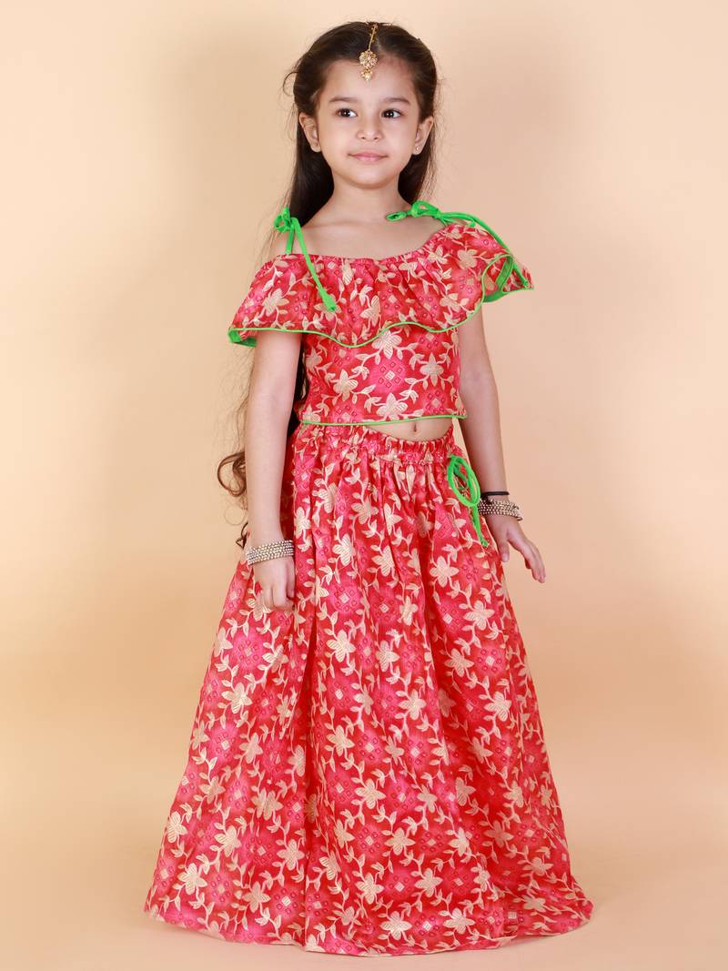 KID1 Floral Frilly Pavda Pattu