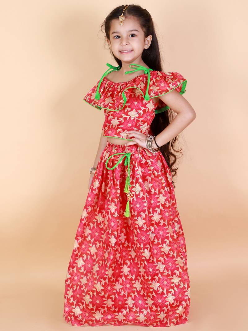 KID1 Floral Frilly Pavda Pattu
