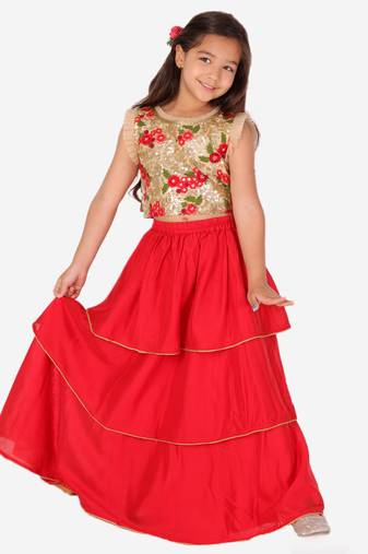 KID1 Embroidered top with lehenga