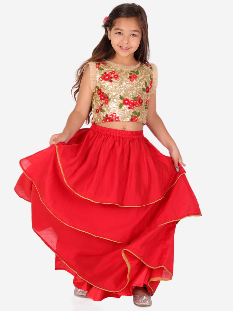 KID1 Embroidered top with lehenga