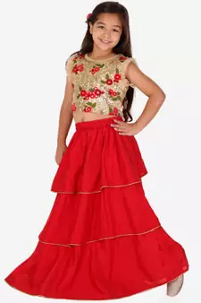 KID1 Embroidered top with lehenga