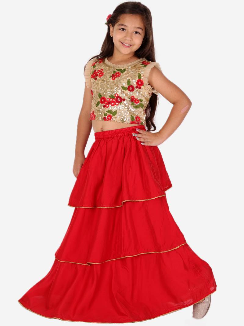 KID1 Embroidered top with lehenga