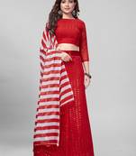 Red Sequined Embroidered Georgette Fancy Lehenga Choli with Blouse Piece