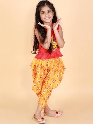 KID1 Mirror Embroidered Work Top With Pattola Print Dhoti 1