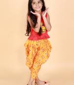 KID1 Mirror Embroidered Work Top With Pattola Print Dhoti