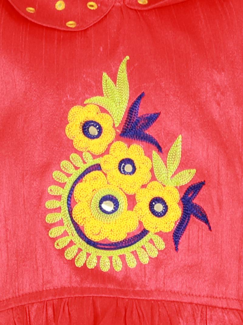 KID1 Mirror Embroidered Work Top With Pattola Print Dhoti