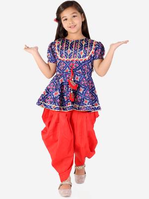 KID1 Pattola print top with dhoti 1