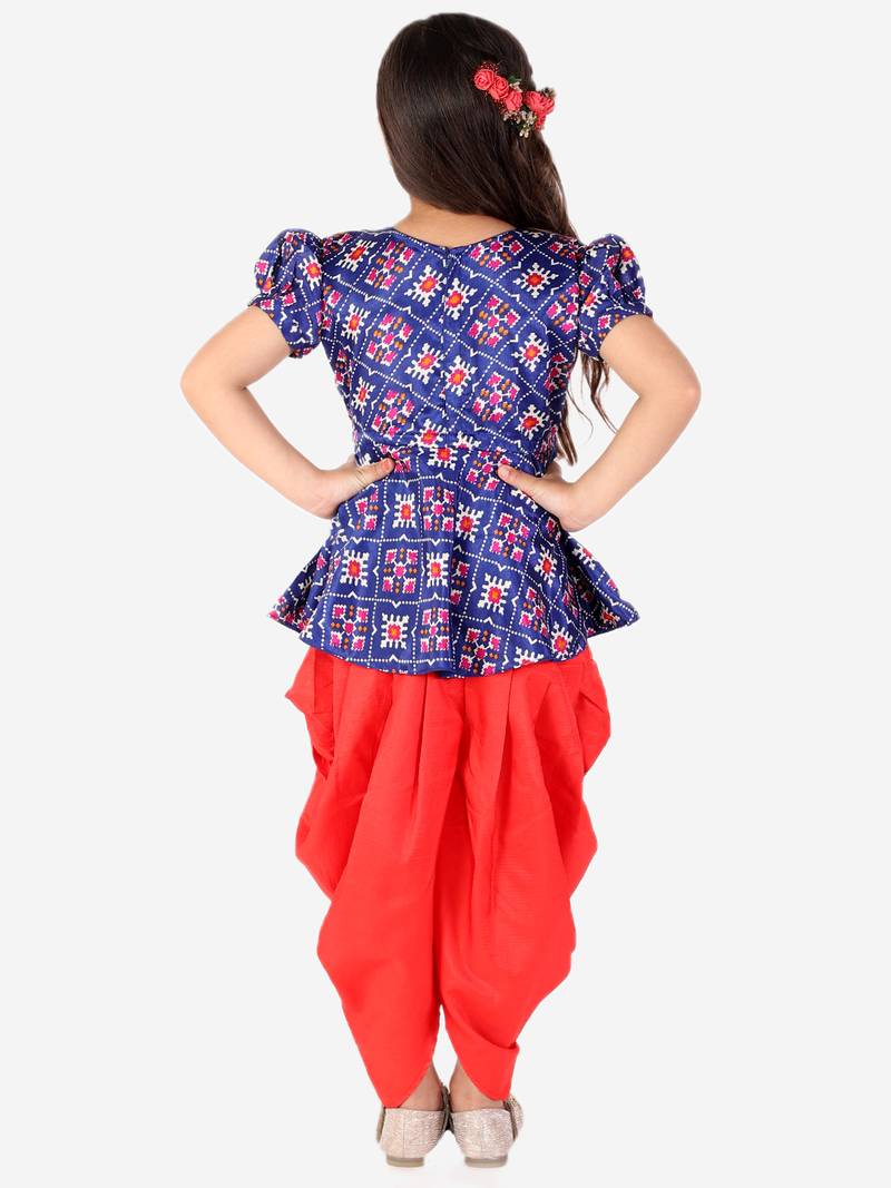 KID1 Pattola print top with dhoti